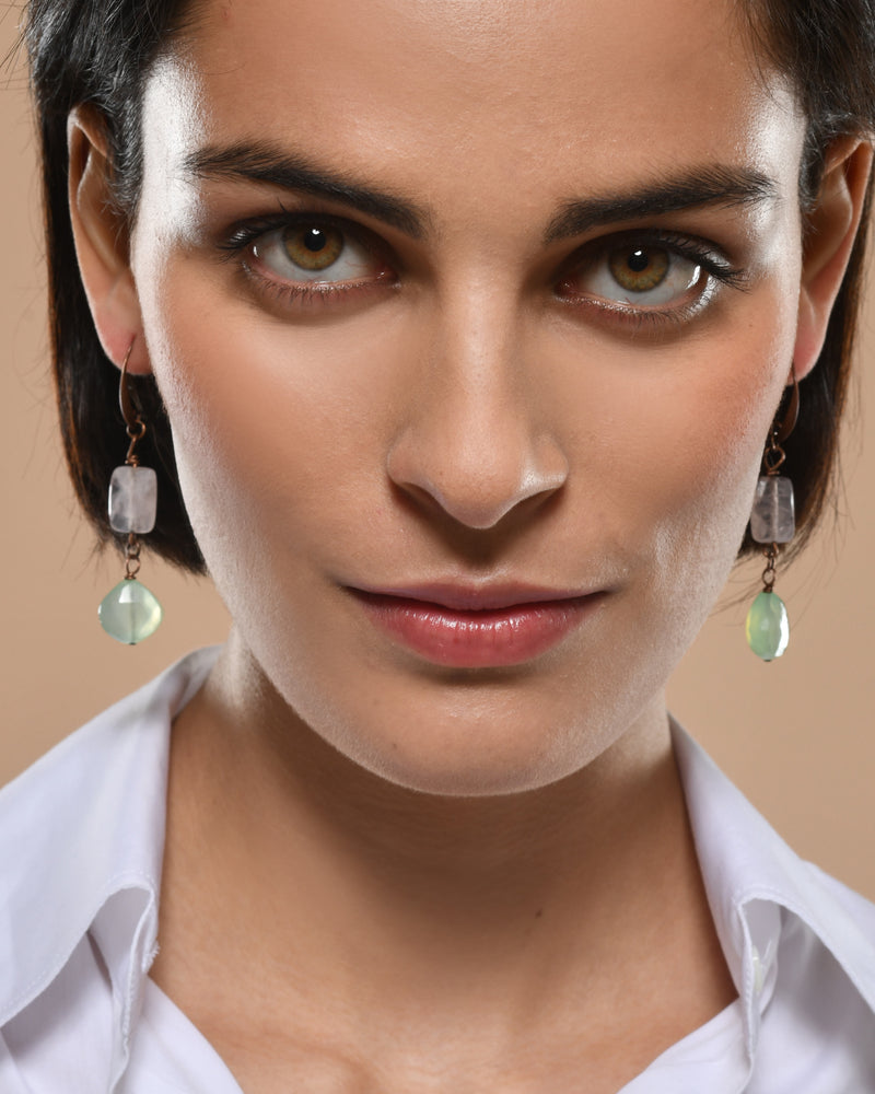 Drop Earrings "L'Air de Temps" Pink Quartz
