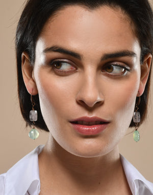 Drop Earrings "L'Air de Temps" Pink Quartz
