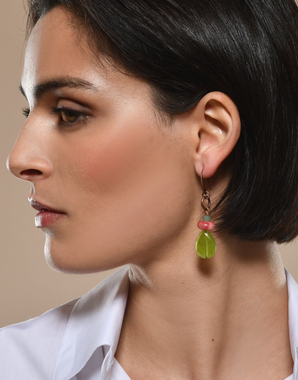 Drop Earrings "Spring Leaves" Jade