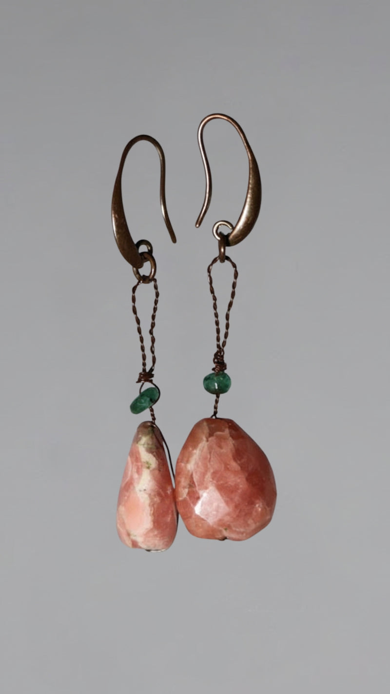 Drop Earrings “La Rose” Rhodochrosite