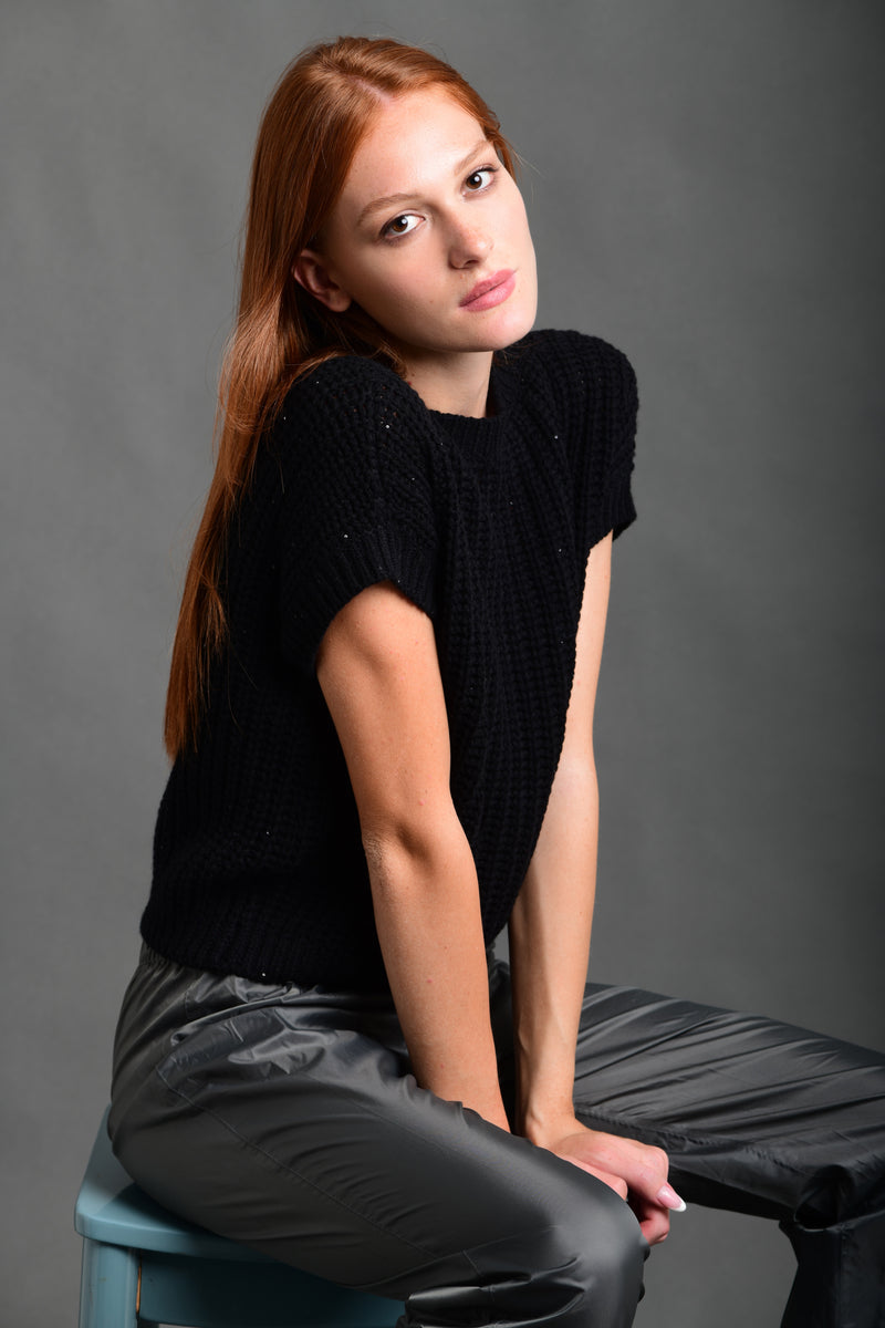 Women's Sweater Wool Crewneck Black