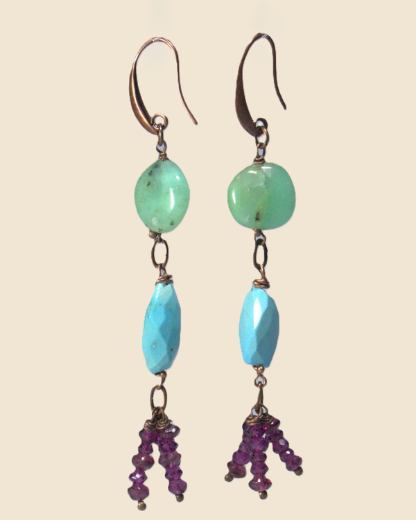 Drop Earrings "Le Ciel Bleu" Chrysoprase