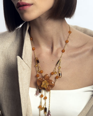 Pendant Necklace Flower-Motif