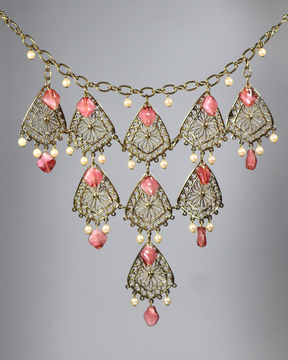 Necklace Rose Pink Beads