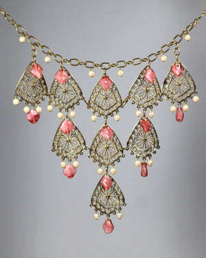 Necklace Rose Pink Beads