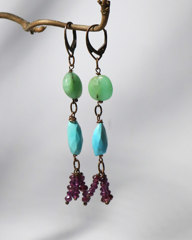 Drop Earrings "Le Ciel Bleu" Chrysoprase