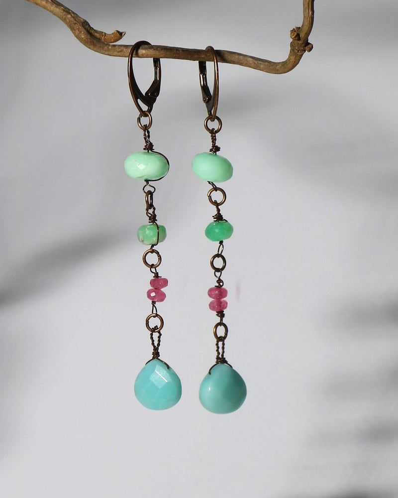 Drop Earrings "Le Silence" Chrysoprase