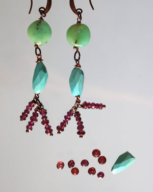 Drop Earrings "Le Ciel Bleu" Chrysoprase