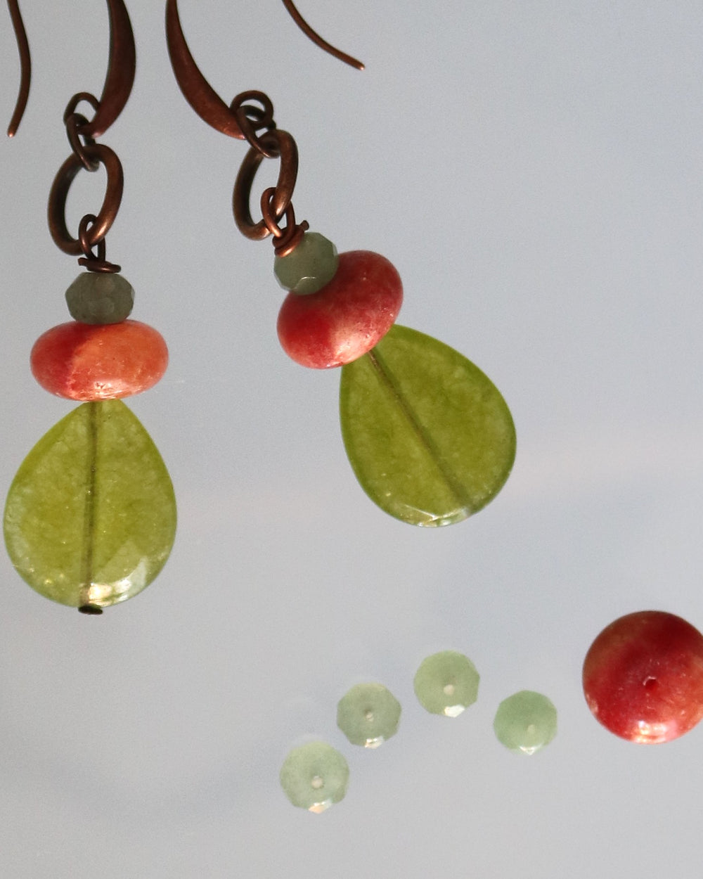 Drop Earrings "Spring Leaves" Jade