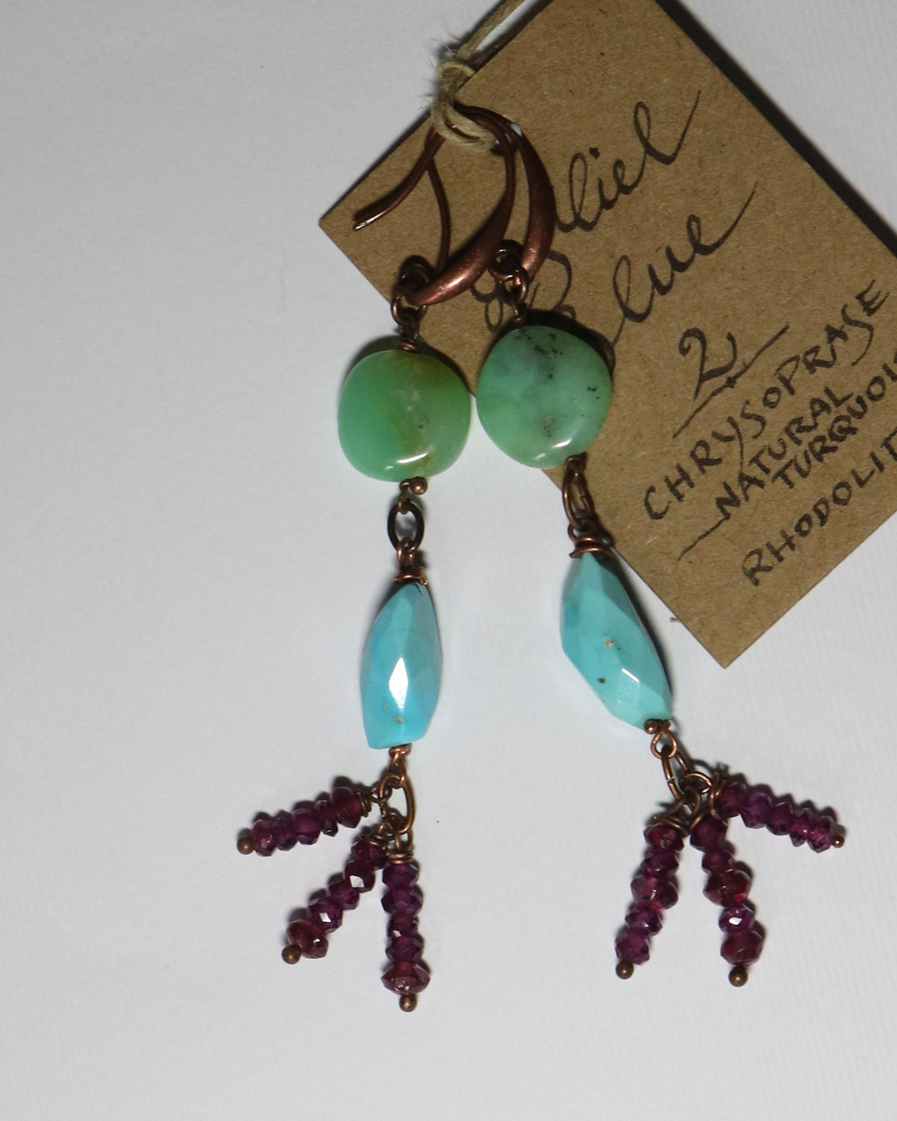 Drop Earrings "Le Ciel Bleu" Chrysoprase