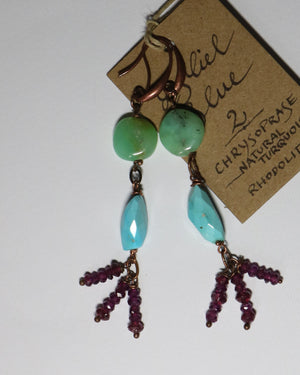 Drop Earrings "Le Ciel Bleu" Chrysoprase