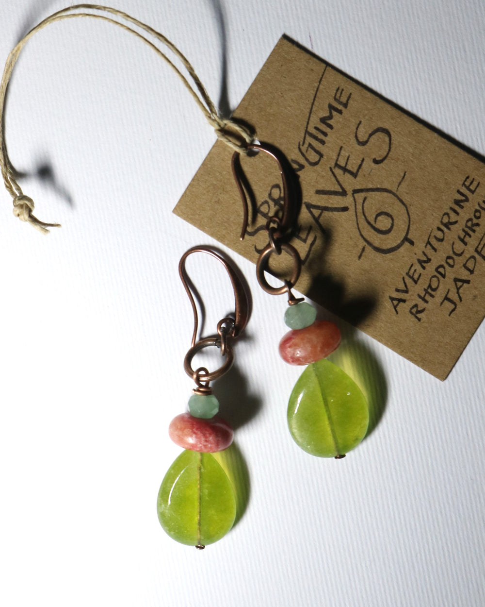 Drop Earrings "Spring Leaves" Jade