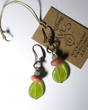Drop Earrings "Spring Leaves" Jade