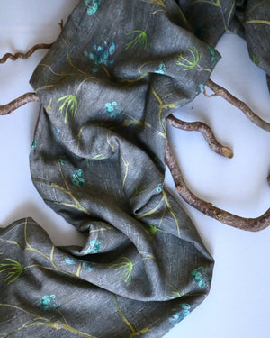 Women's Scarf "Oriental Ramage" Cherry Blossom Grey