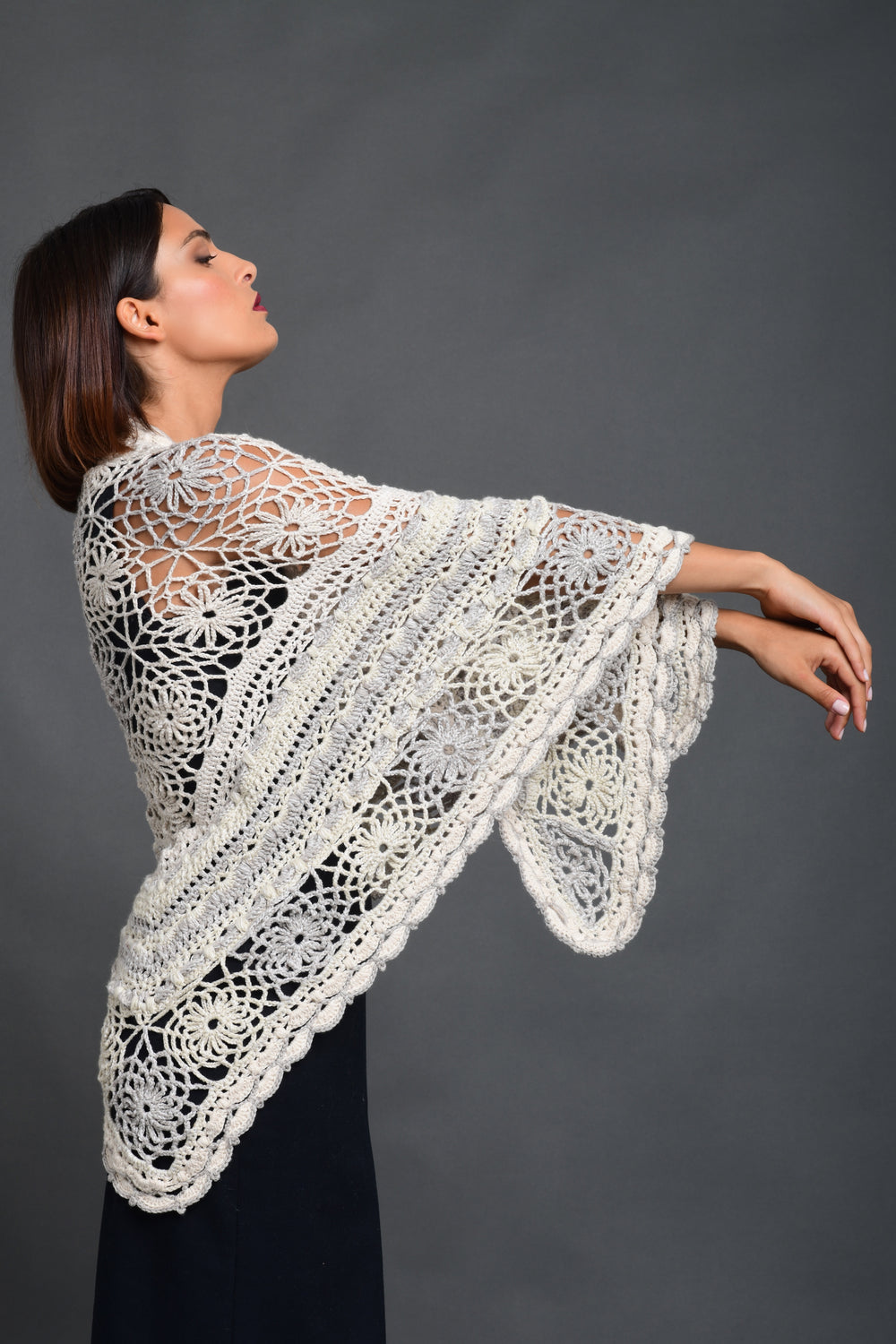 Women's Crochet Cashmere Stole "Secret Garden"