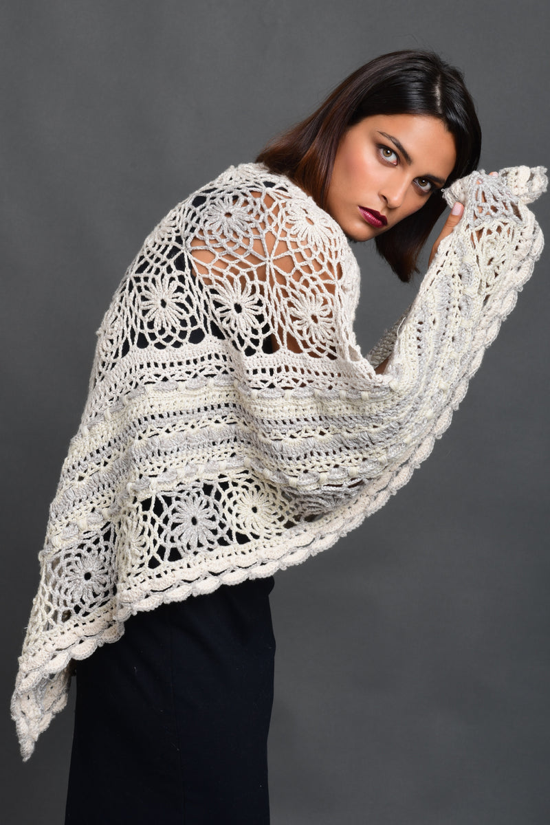 Women's Crochet Cashmere Stole "Secret Garden"