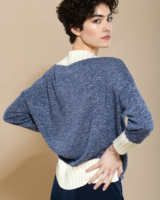 Women's Cotton Boatneck Sweater Ocean Blue