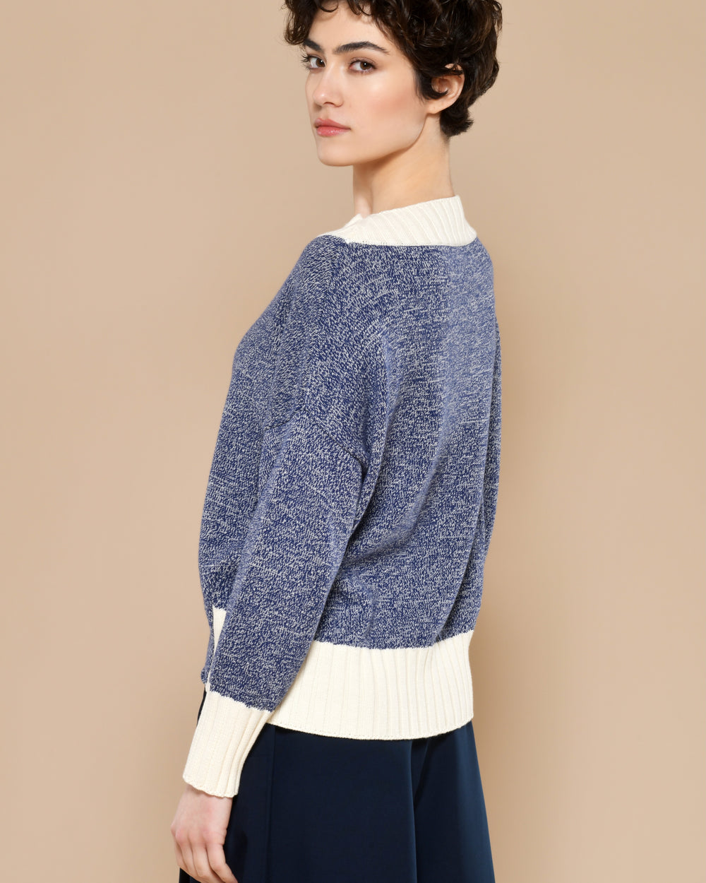 Women's Cotton Boatneck Sweater Ocean Blue