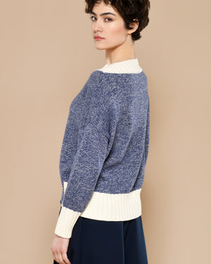 Women's Cotton Boatneck Sweater Ocean Blue