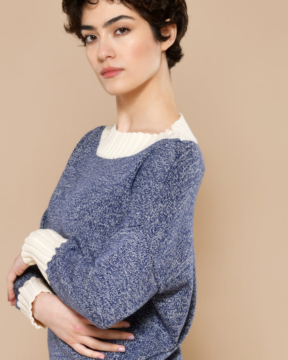Women's Cotton Boatneck Sweater Ocean Blue