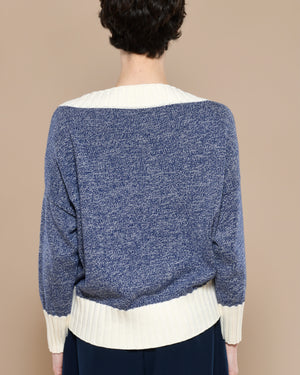 Women's Cotton Boatneck Sweater Ocean Blue