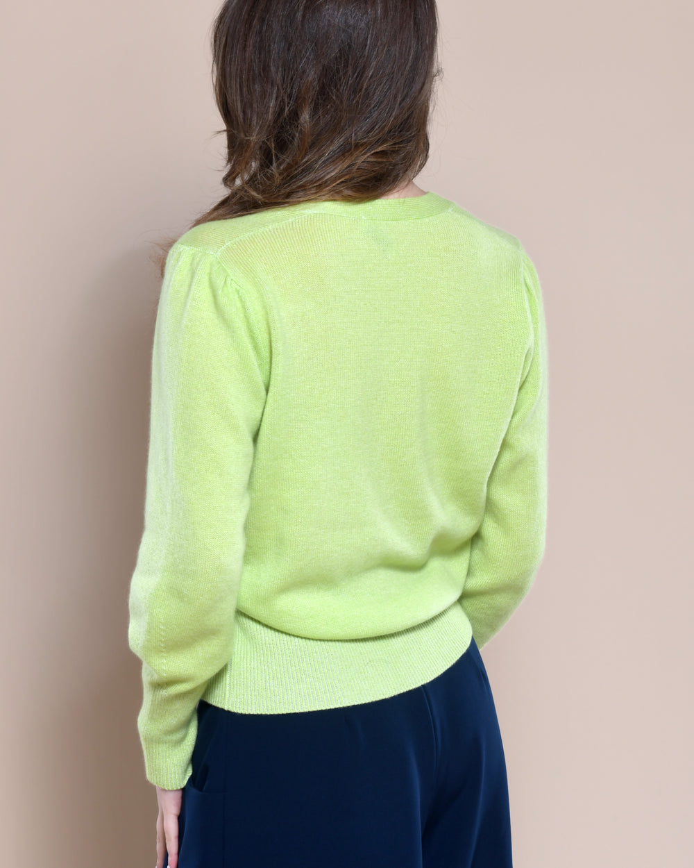Women's Twin Set Cashmere Cardigan/Cotton Crepe T-Shirt Apple Green