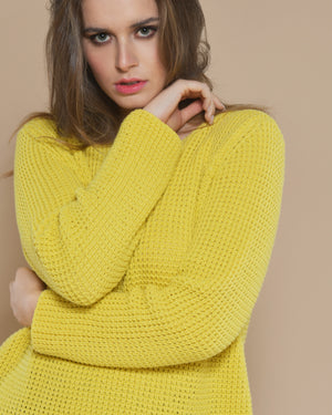 Women's Cotton Boatneck Sweater Yellow