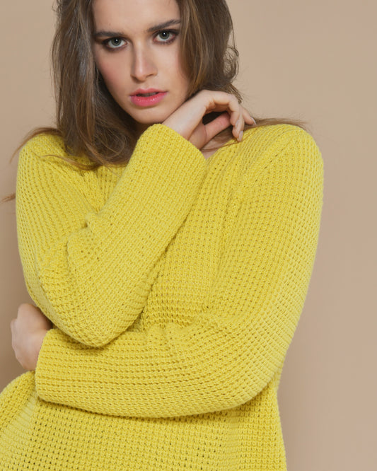 Women's Cotton Boatneck Sweater Yellow