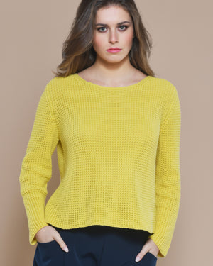 Women's Cotton Boatneck Sweater Yellow