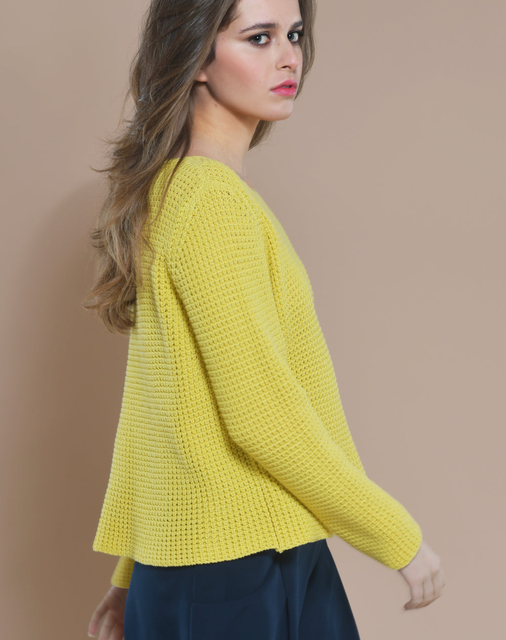 Women's Cotton Boatneck Sweater Yellow