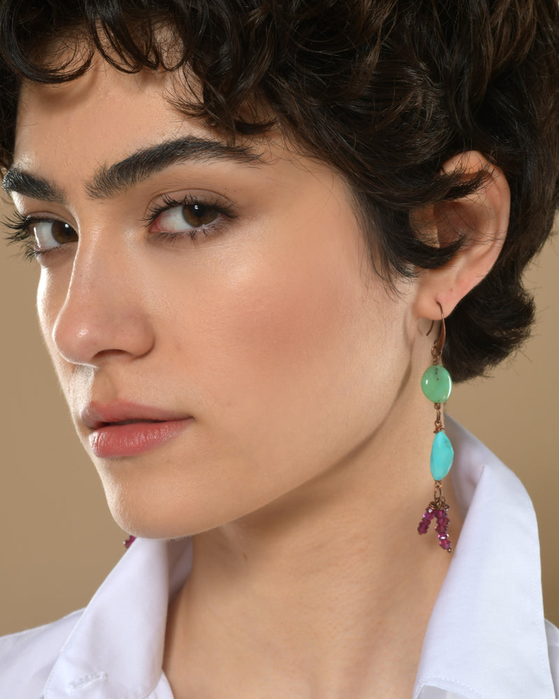 Drop Earrings "Le Ciel Bleu" Chrysoprase