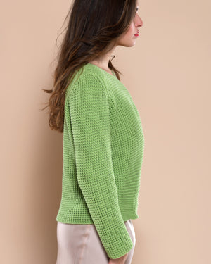 Women's Cotton Boatneck Sweater Moss Green