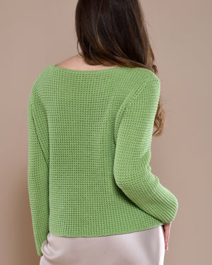 Women's Cotton Boatneck Sweater Moss Green