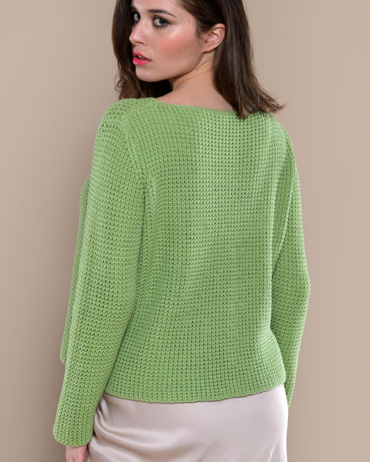 Women's Cotton Boatneck Sweater Moss Green