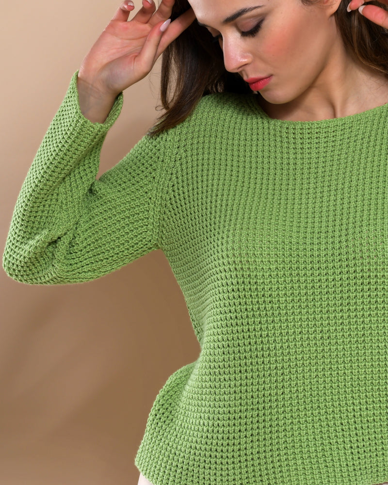 Women's Cotton Boatneck Sweater Moss Green