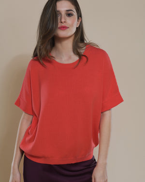 Women's Cotton Crewneck Sweater Coral