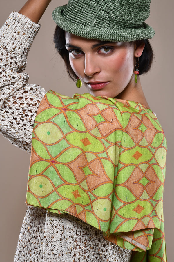 Women's Scarf "Duomo Cathedral" Rose Pink Green