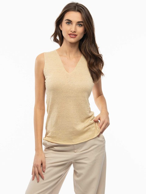 Women’s V-Neck Linen Tank Top