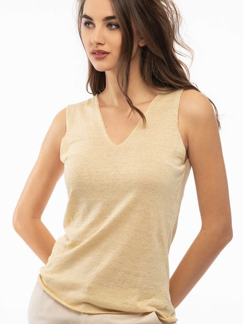 Women’s V-Neck Linen Tank Top