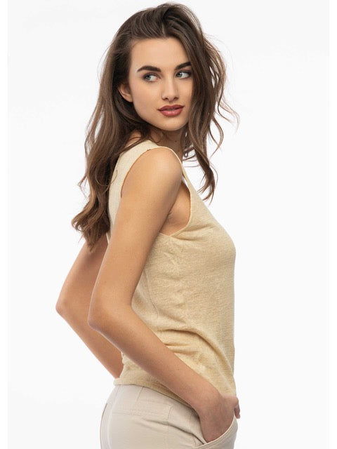 Women’s V-Neck Linen Tank Top