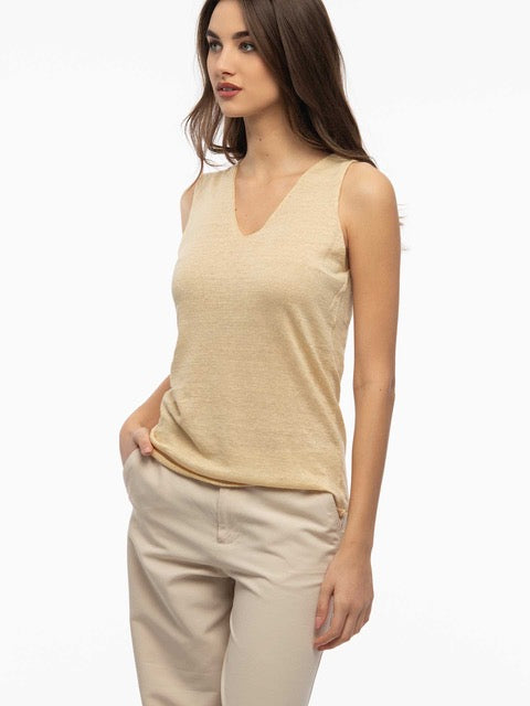 Women’s V-Neck Linen Tank Top