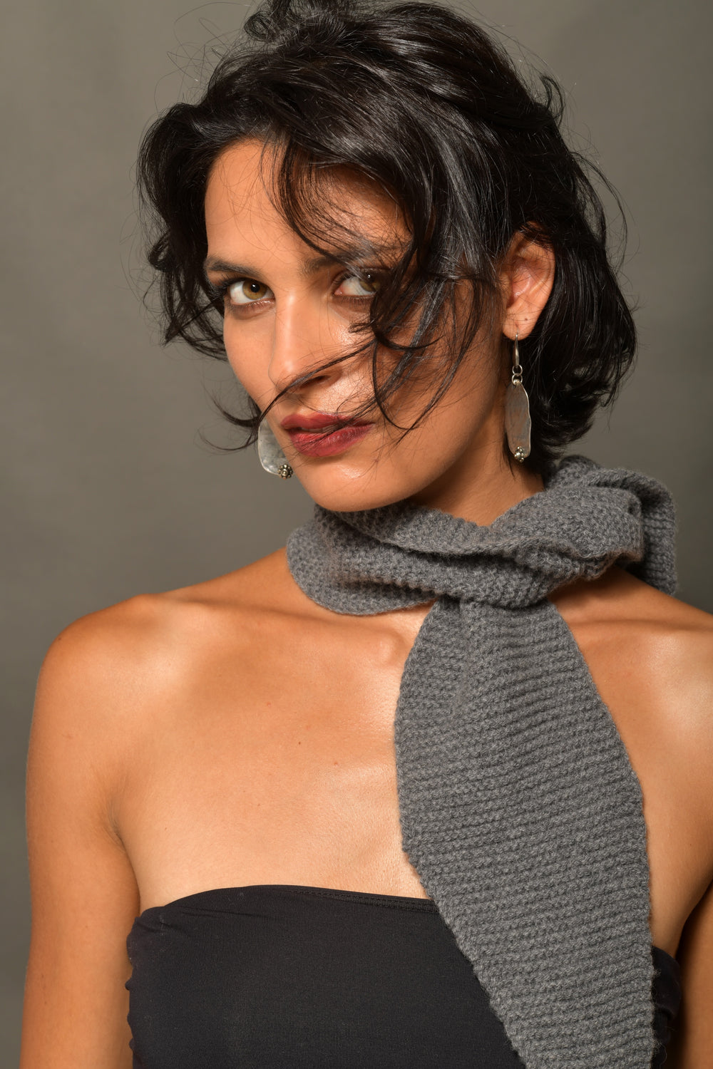 Women's Wool Knit Foulard Tie