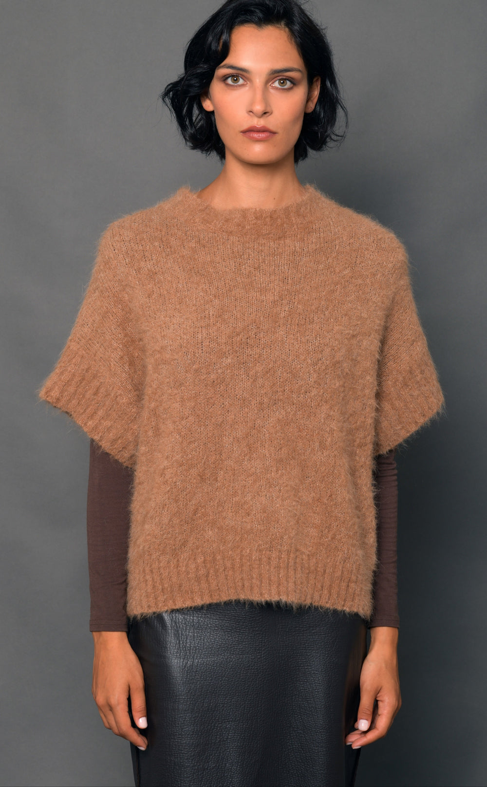 Women's Caramel Brushed Alpaca Wool Sweater