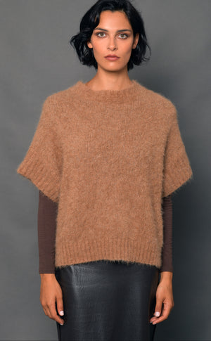 Women's Caramel Brushed Alpaca Wool Sweater