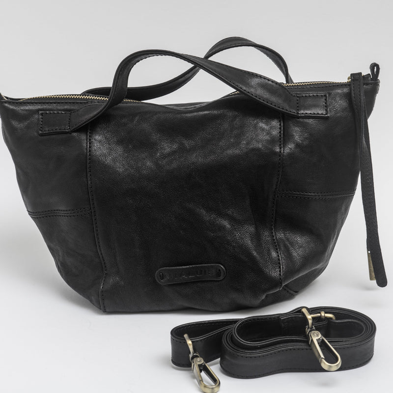 Women's Leather Shoulder Bag "Chicca" Nero