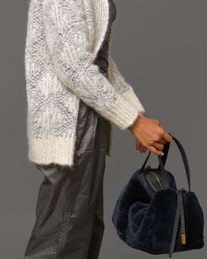 Women's Leather Duffel Bag Shearling "Bobo"