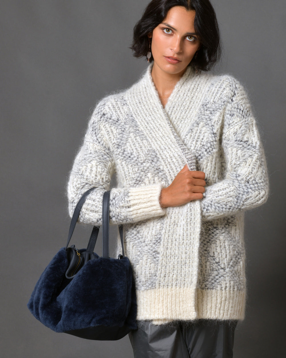 Women's Leather Duffel Bag Shearling "Bobo"