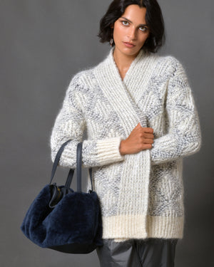 Women's Leather Duffel Bag Shearling "Bobo"