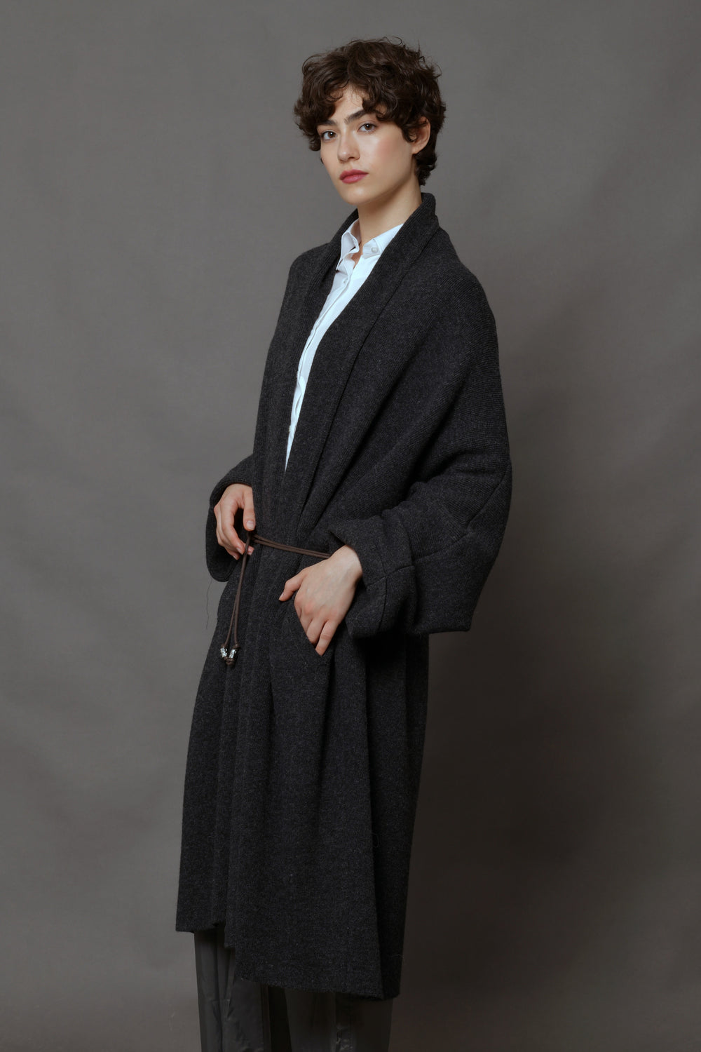 Women's Anthracite Wool Coat