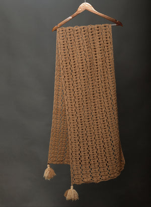 Women's Cashmere Shawl Caramel with tassels 
